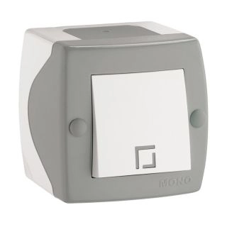 104-020001-100-Ключ единичен сх.1, открит монтаж, Mono Electric Octans Сив