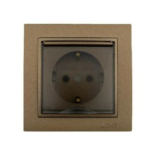 102-232321-118-Електрически контакт за вграждане с капак, 16A, 250VAC, Mono Electric Despina Metallic, Бронз