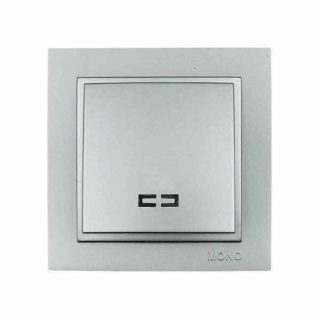 102-212125-101-Ключ единичен сх.1 с LED индикация, Mono Electric Despina Metallic, Сребрист