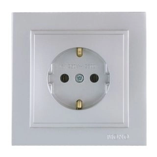 102-212121-117-Електрически контакт за вграждане, 16A, 250VAC, Mono Electric Despina Metallic, Сребрист