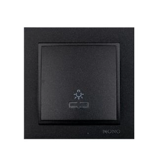 102-202025-106-Ключ-бутон стълбищен с LED индикация, Mono Electric Despina Metallic, Фюм - Черен металик