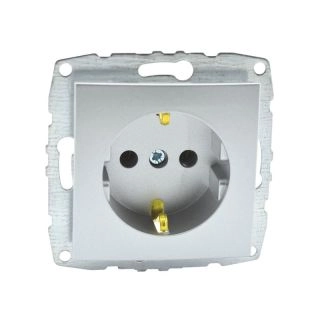 500-002121-117-Контакт електрически (Механизъм с панел, без рамка), Mono Electric Despina Metallic, Сребрист