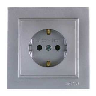 102-242421-117-Електрически контакт за вграждане, 16A, 250VAC, Mono Electric Despina Metallic, Антрацит