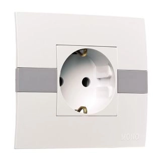 101-010207-117-Електрически контакт за вграждане, Mono Electric Eco,  Бял-Сив