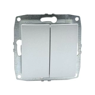 500-002125-102-Ключ двоен сх.5 (Механизъм с панел, без рамка), Mono Electric Despina Metallic, Сребрист