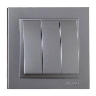 102-242425-114-Ключ триклавишен 1 вход 3 изхода, Mono Electric Despina Metallic, Антрацит