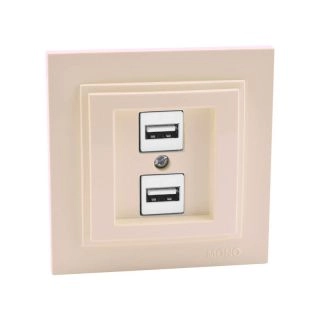 102-170005-178-Двойно USB зарядно, Mono Electric Despina, Крем