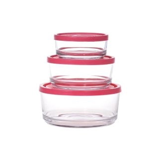 sys66768887-1-Комплект от 3 стъклени кутии за съхранение на храна, 450-840-1500 ml