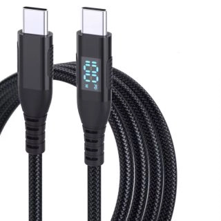 sys66768893-2m-Кабел USB-C/USB-C, 2 m, 100 W Бързо Зареждане, с дигитален дисплей