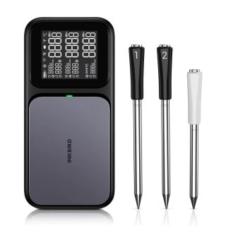INT-33-BW-INT-33 BW безжичен смарт термометър за месо с WiFi и Bluetooth, AI контрол и сонда с множество сензори