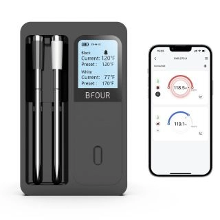 BF-40-Безжичен Bluetooth термометър за месо с IP67 водоустойчиви сонди, LCD дисплей и бустер за обхват