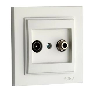 102-190005-140-Розетка TV + SAT - крайна, Mono Electric Despina, Бял