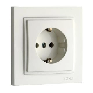 102-190008-117-Електрически контакт за вграждане, 16A, 250VAC (порцеланова основа), Mono Electric Despina, Бял