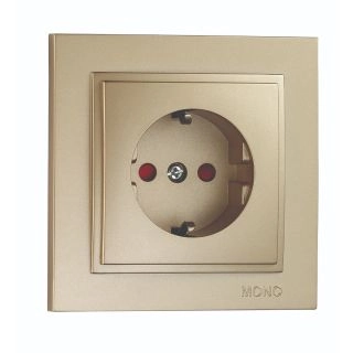 102-222221-119-Електрически контакт за вграждане със защита за деца, 16A, 250VAC, Mono Electric Despina Metallic, Титан