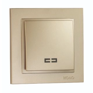 102-222225-101-Ключ единичен сх.1 с LED индикация, Mono Electric Despina Metallic, Титан - Златист
