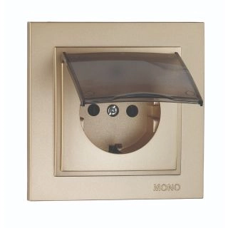 102-222221-118-Електрически контакт за вграждане с капак, 16A, 250VAC, Mono Electric Despina Metallic, Титан - Златист