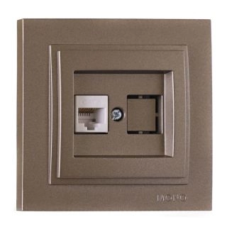 102-232305-125-Розетка за интернет (RJ45 CAT 6), Mono Electric Despina Metallic, Бронз